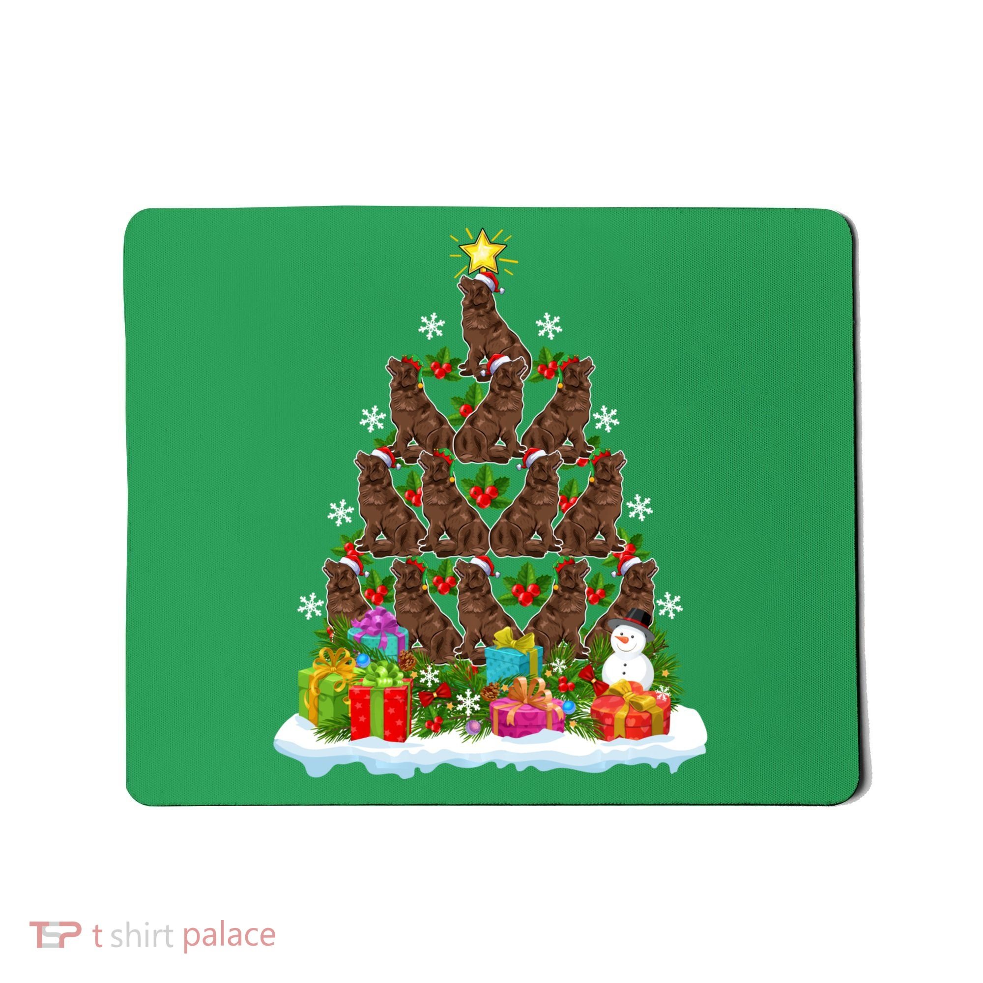 Xmas Holiday Santa Newfoundland Dog Christmas Tree Mousepad