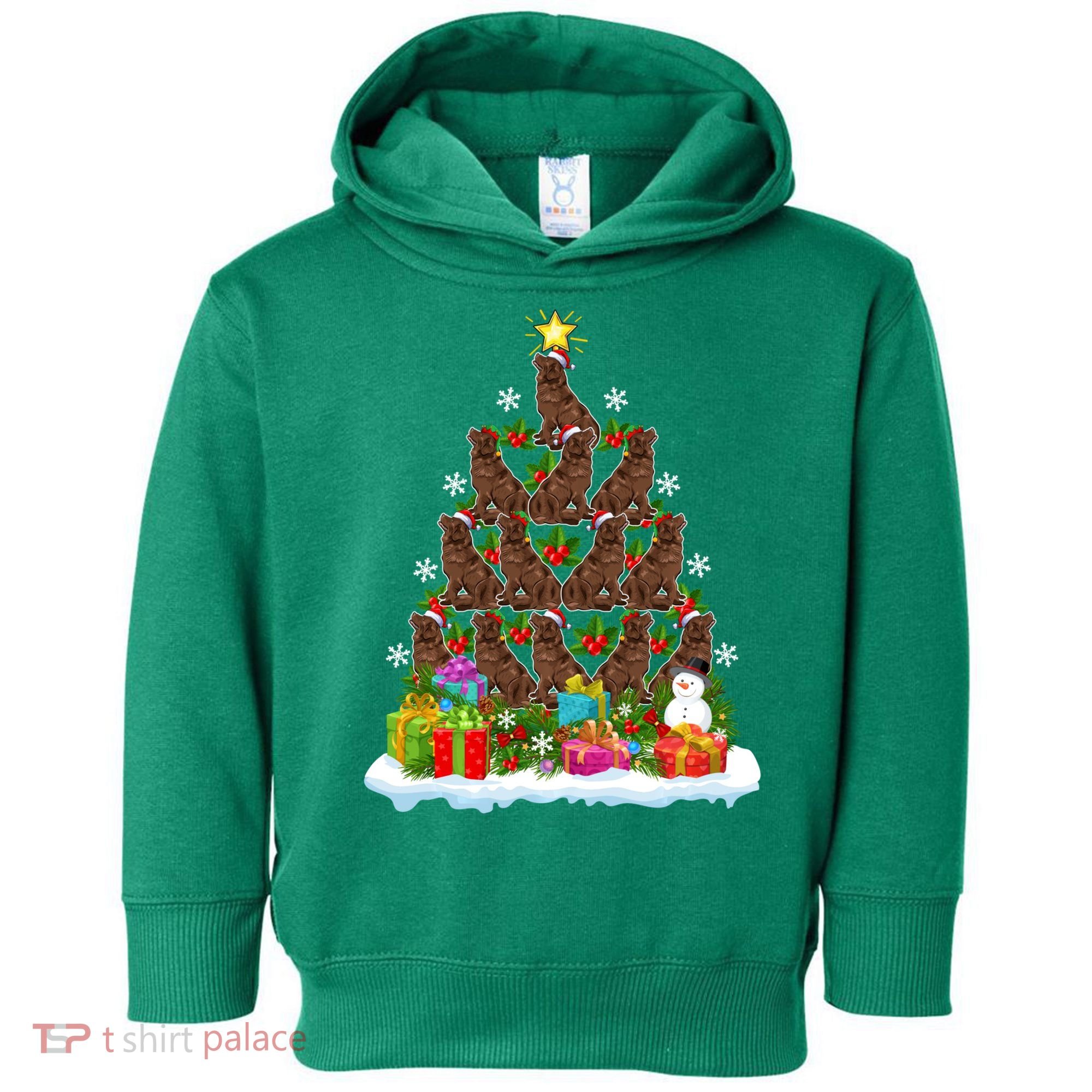 Xmas Holiday Santa Newfoundland Dog Christmas Tree Toddler Hoodie