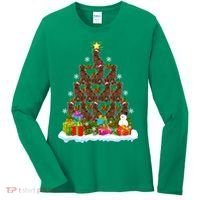 Xmas Holiday Santa Newfoundland Dog Christmas Tree Women's Long Sleeve Shirt thumb 0