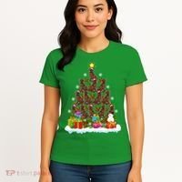 Xmas Holiday Santa Newfoundland Dog Christmas Tree Women's T-Shirt thumb 4
