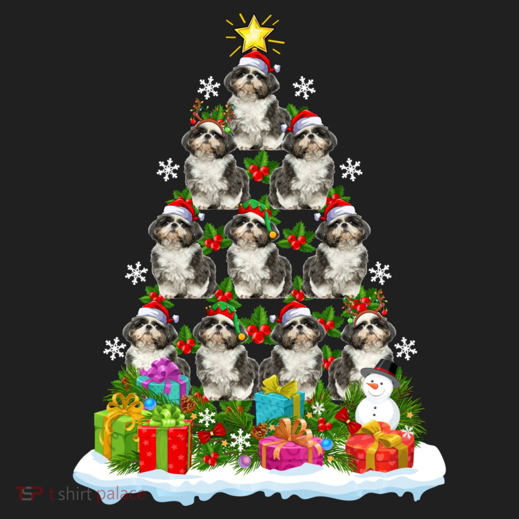 Xmas Holiday Santa Shih Tzu Dog Christmas Tree Hat