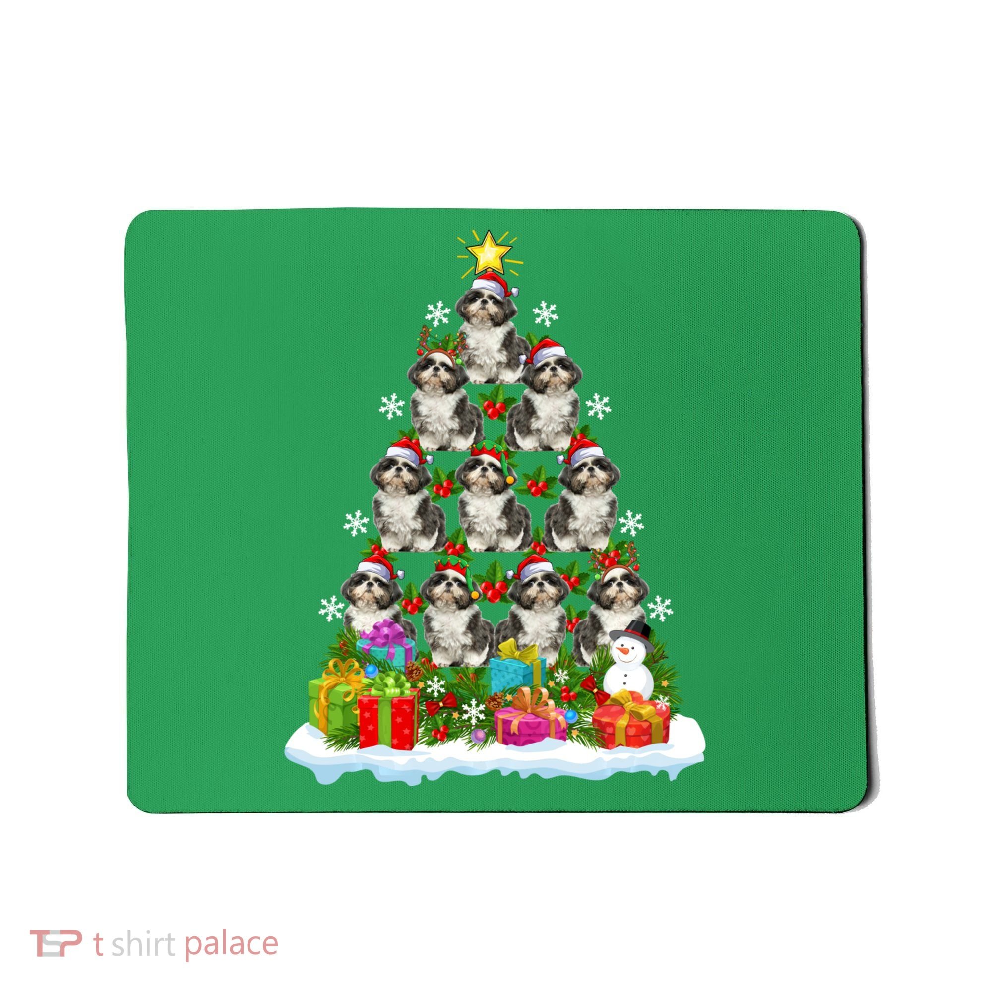 Xmas Holiday Santa Shih Tzu Dog Christmas Tree Mousepad