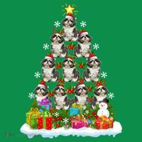 Xmas Holiday Santa Shih Tzu Dog Christmas Tree Women's Long Sleeve Shirt thumb 2