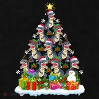 Xmas Holiday Santa TRex Dinosaur Christmas Tree Ladies PosiCharge Tri-Blend Wicking Tank thumb 2