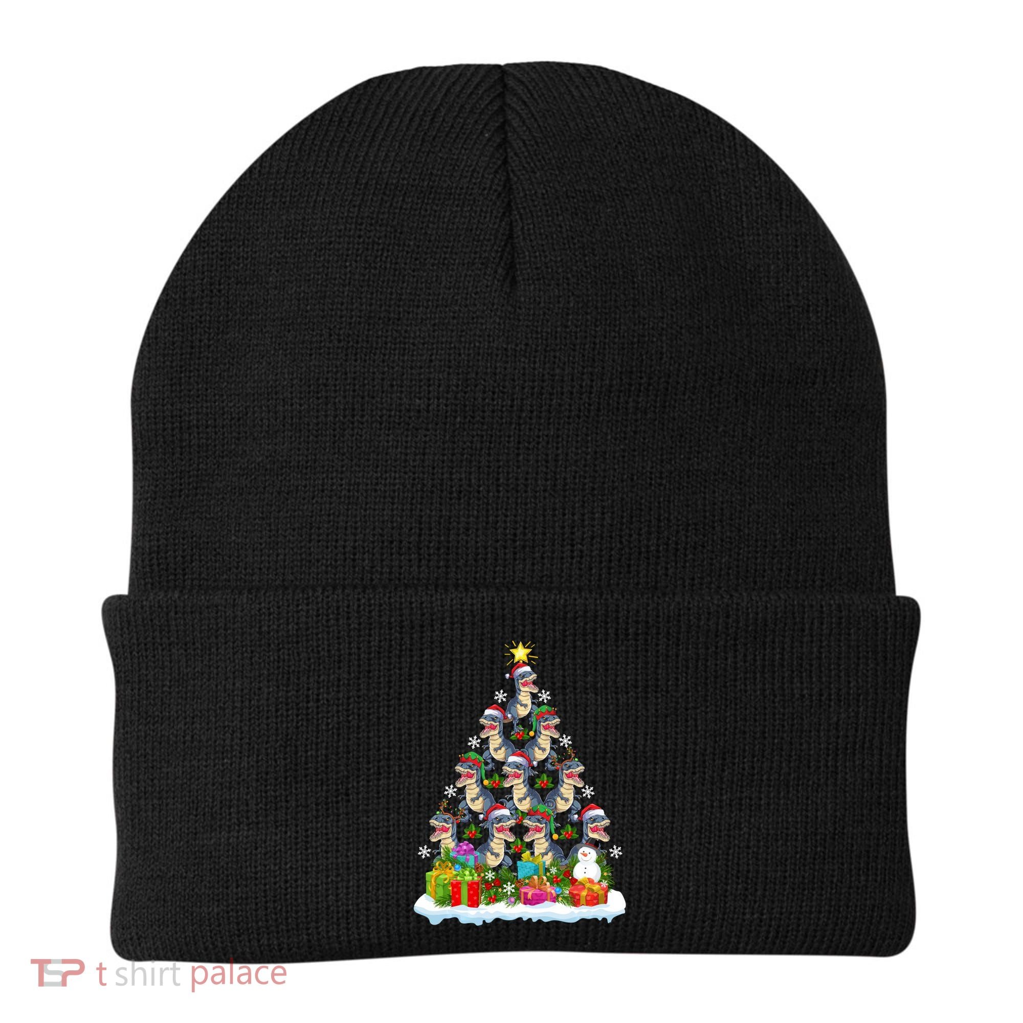 Xmas Holiday Santa TRex Dinosaur Christmas Tree Beanie