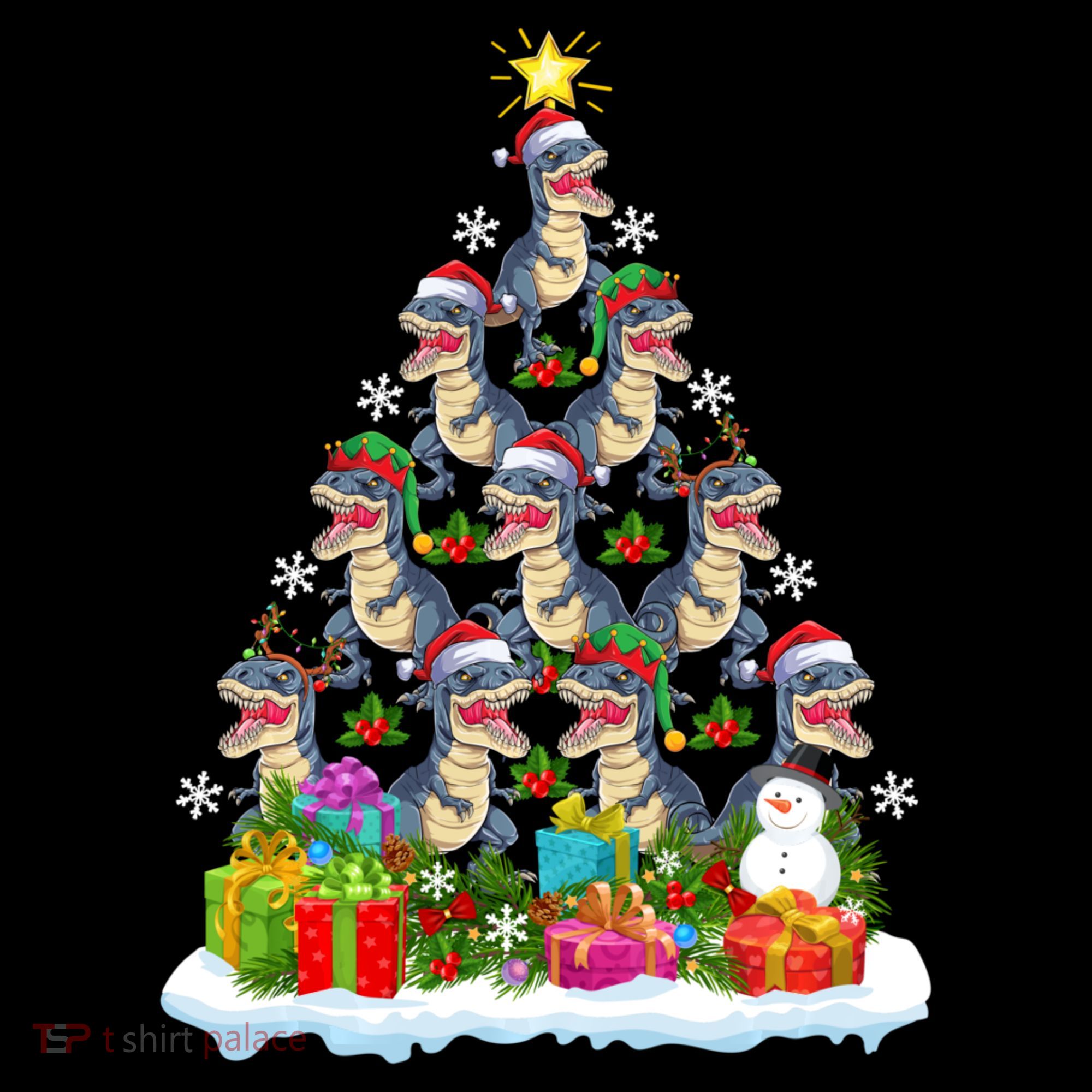 Xmas Holiday Santa TRex Dinosaur Christmas Tree Women's Hoodie