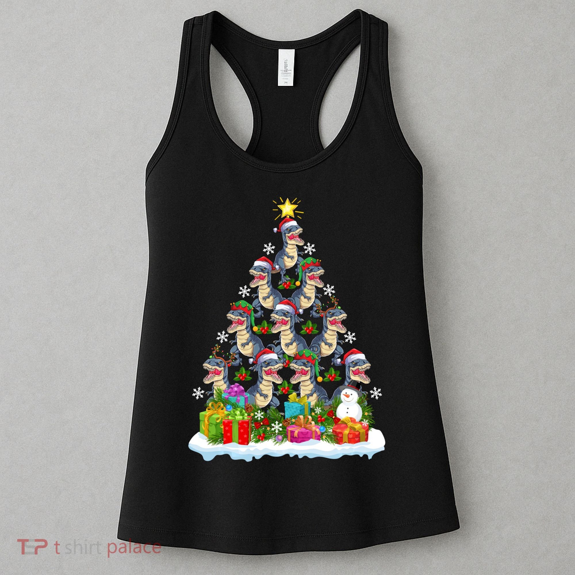 Xmas Holiday Santa TRex Dinosaur Christmas Tree Women's Tank Top