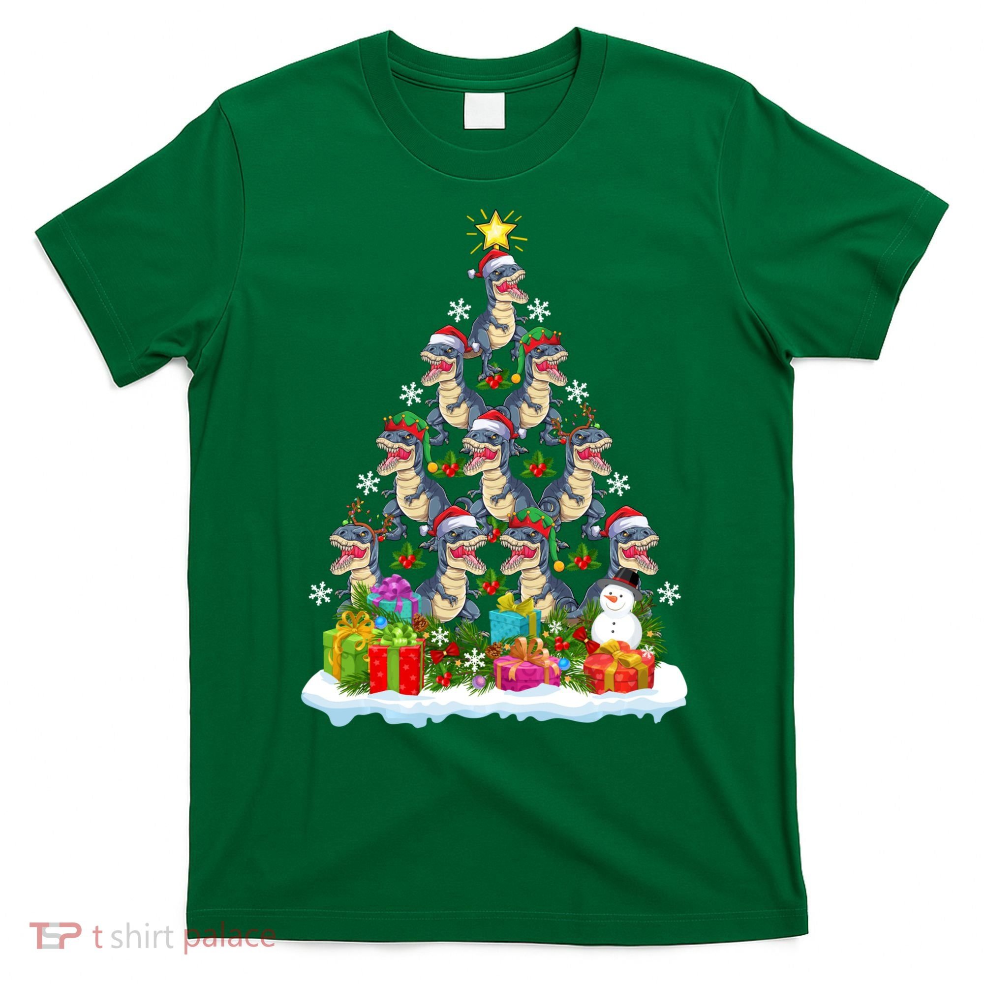 Xmas Holiday Santa TRex Dinosaur Christmas Tree T-Shirt