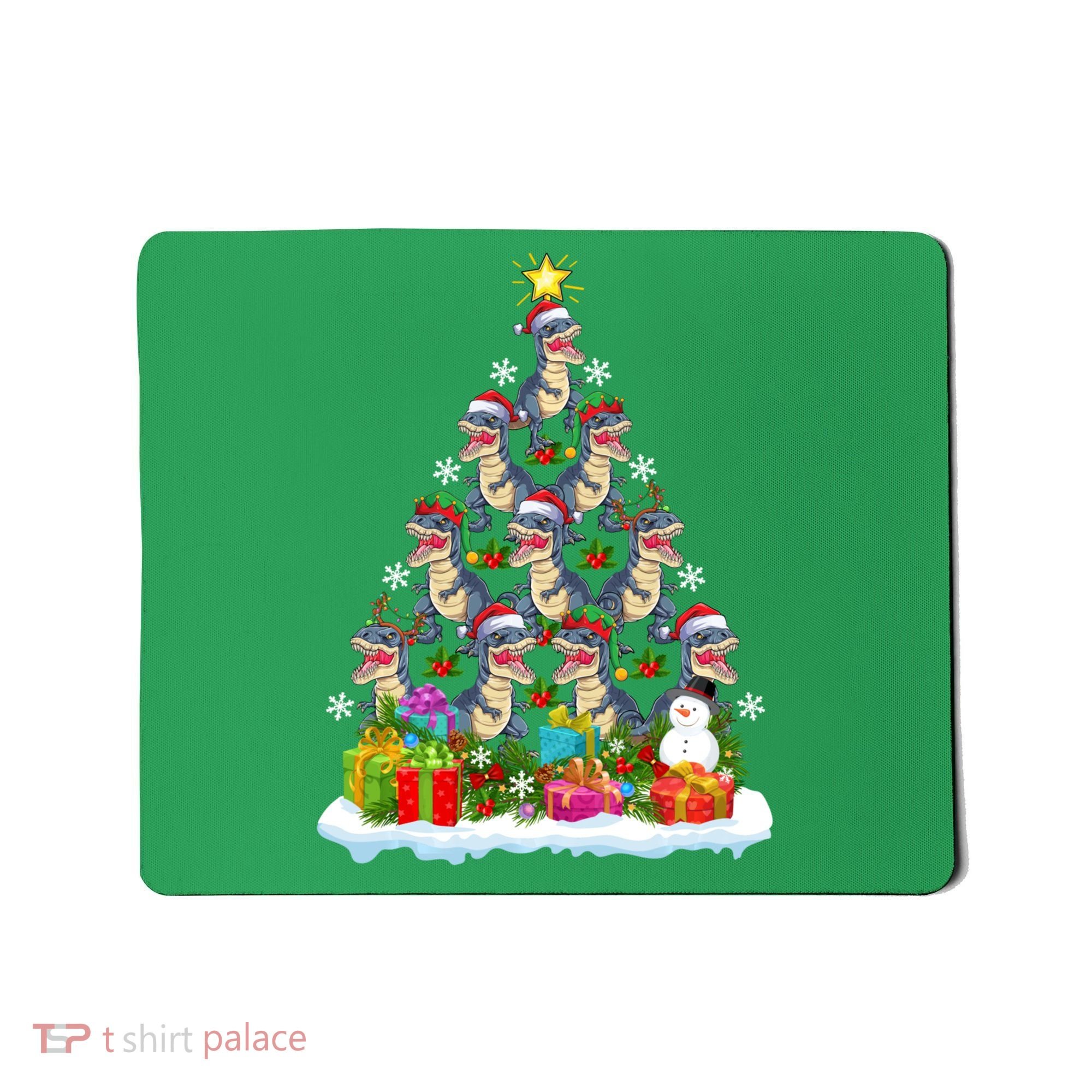 Xmas Holiday Santa TRex Dinosaur Christmas Tree Mousepad