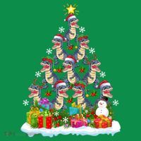 Xmas Holiday Santa TRex Dinosaur Christmas Tree Mousepad thumb 1