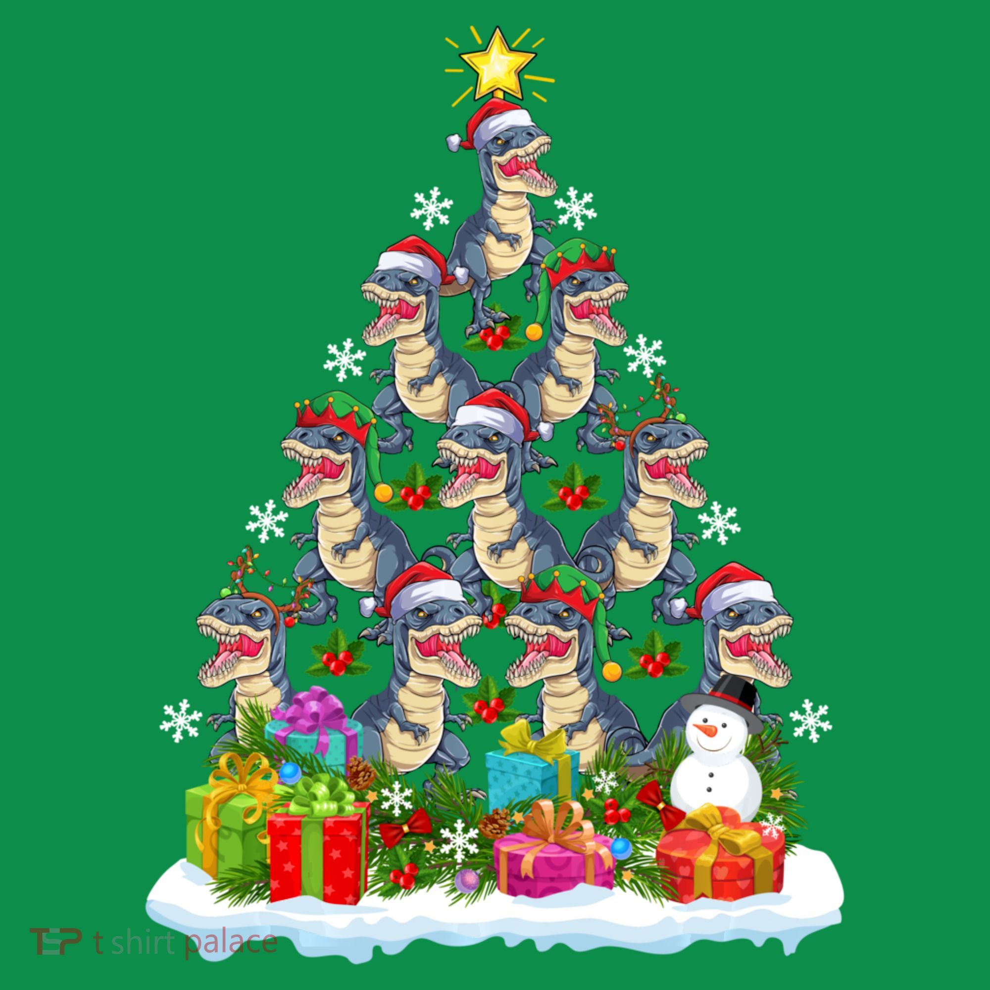Xmas Holiday Santa TRex Dinosaur Christmas Tree Baby Bodysuit