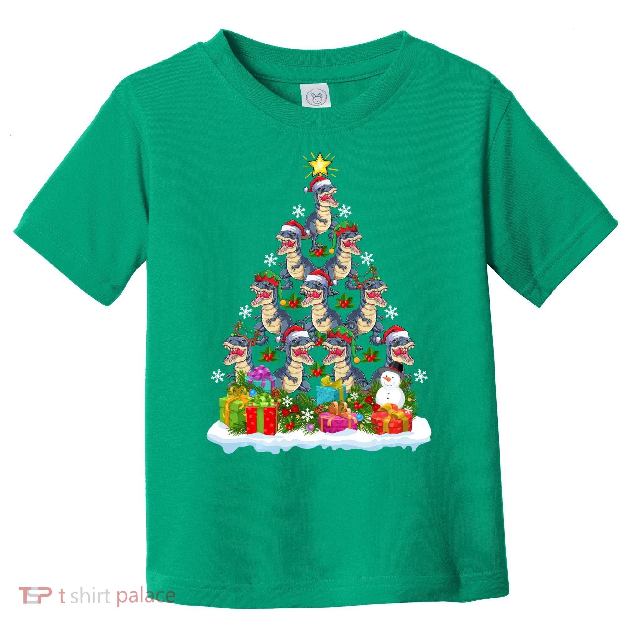 Xmas Holiday Santa TRex Dinosaur Christmas Tree Toddler T-Shirt