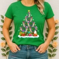 Xmas Holiday Santa TRex Dinosaur Christmas Tree Women's T-Shirt thumb 2