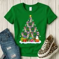 Xmas Holiday Santa TRex Dinosaur Christmas Tree Women's T-Shirt thumb 3