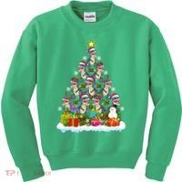 Xmas Holiday Santa TRex Dinosaur Christmas Tree Kids Sweatshirt thumb 0