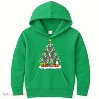 Xmas Holiday Santa TRex Dinosaur Christmas Tree Kids Hoodie thumb 0