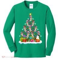 Xmas Holiday Santa TRex Dinosaur Christmas Tree Kids Long Sleeve Shirt thumb 0