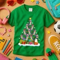 Xmas Holiday Santa TRex Dinosaur Christmas Tree Kids T-Shirt thumb 3