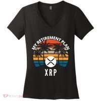 XRP Is My Retirement Plan XRP Ripple Logo XRP Cryptocurrency Women's V-Neck T-Shirt thumb 0