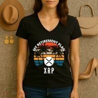 XRP Is My Retirement Plan XRP Ripple Logo XRP Cryptocurrency Women's V-Neck T-Shirt thumb 3