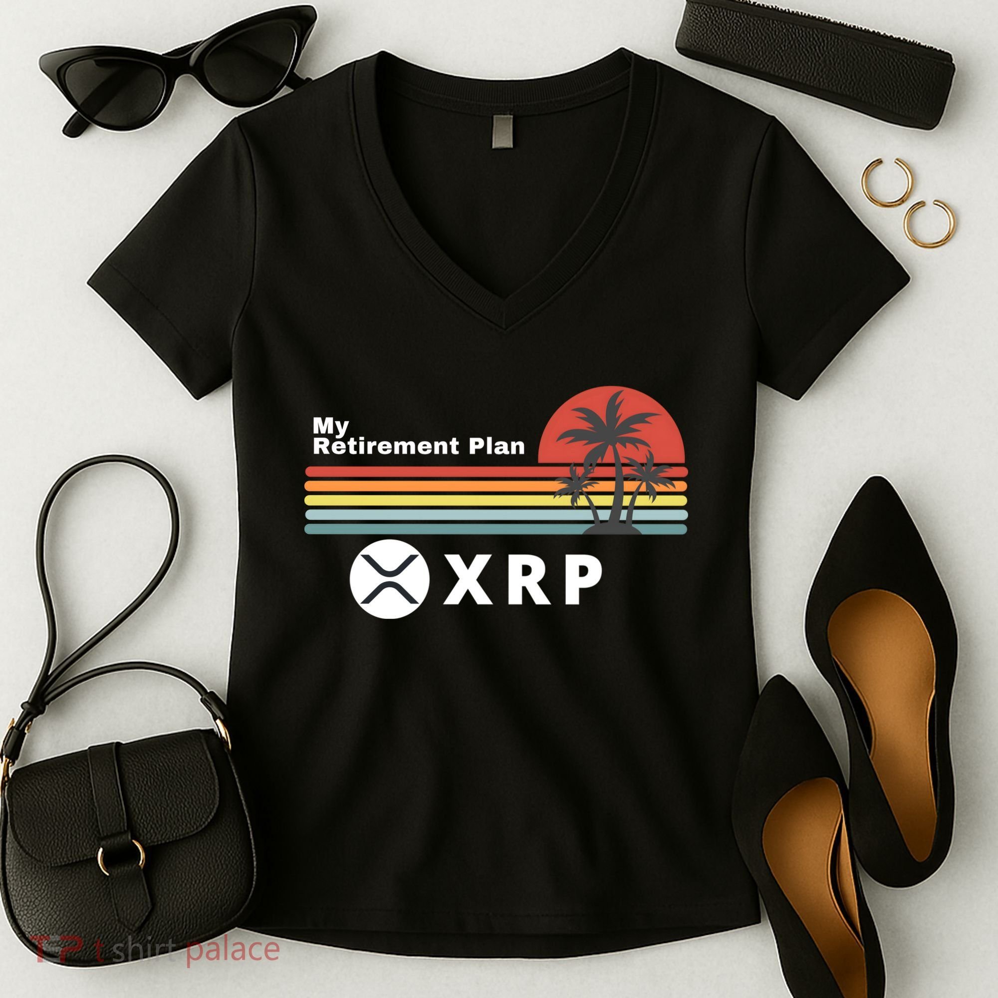 XRP Is My Retirement Plan, XRP Ripple Logo, Cryptocurrency Women's V-Neck T-Shirt