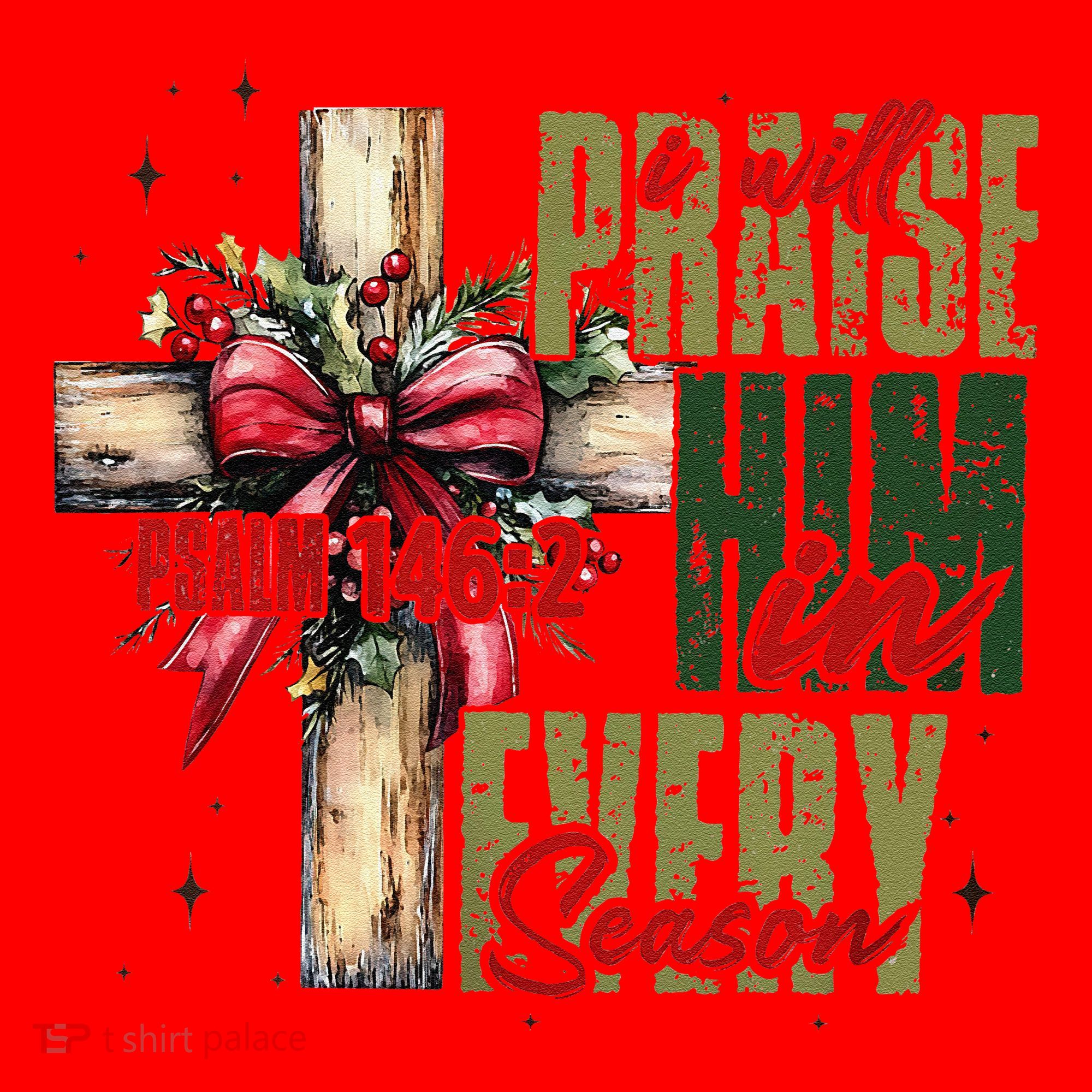 Xmas I Will Praise Him In Every Season Psalm 1462 Santa Hat