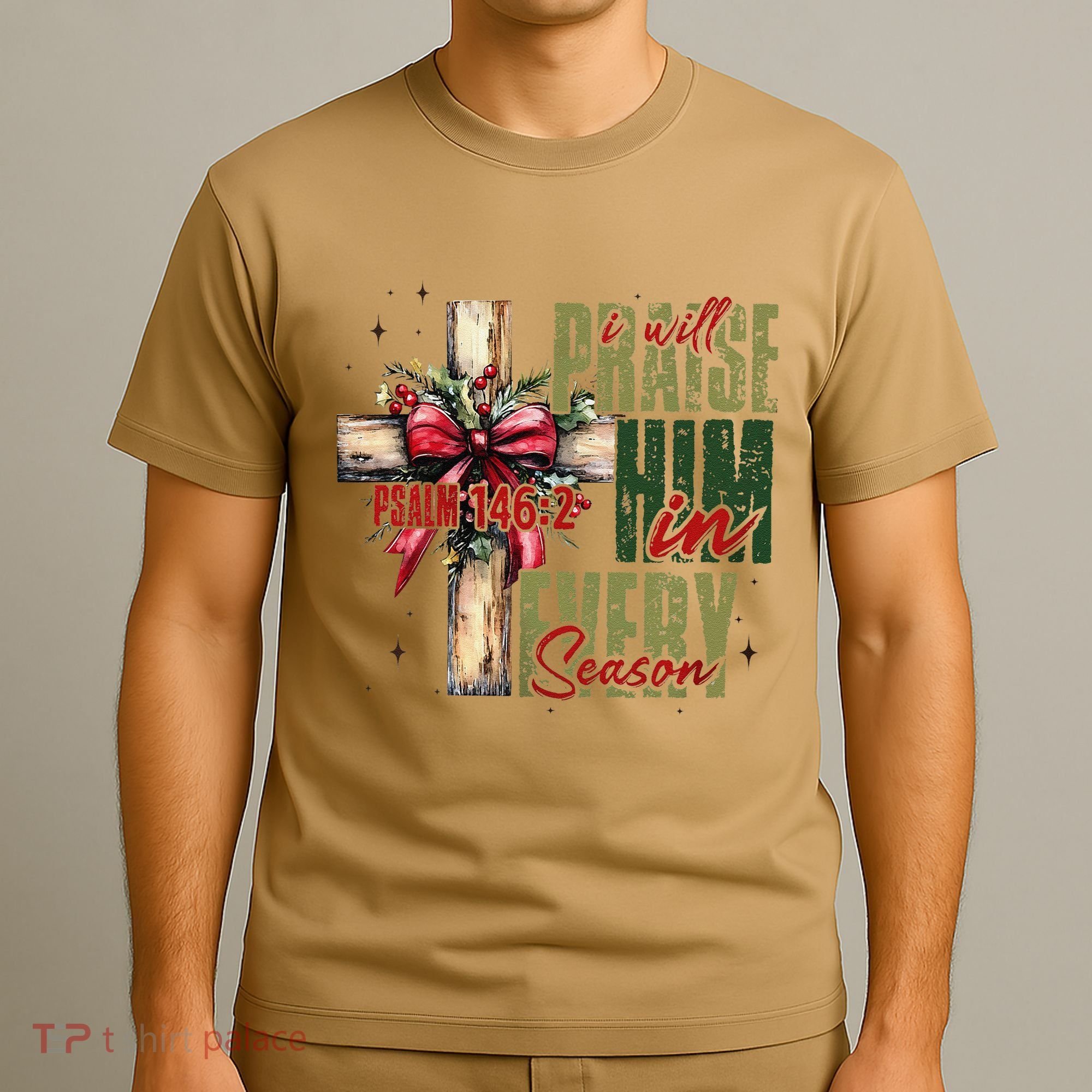 Xmas I Will Praise Him In Every Season Psalm 1462 T-Shirt