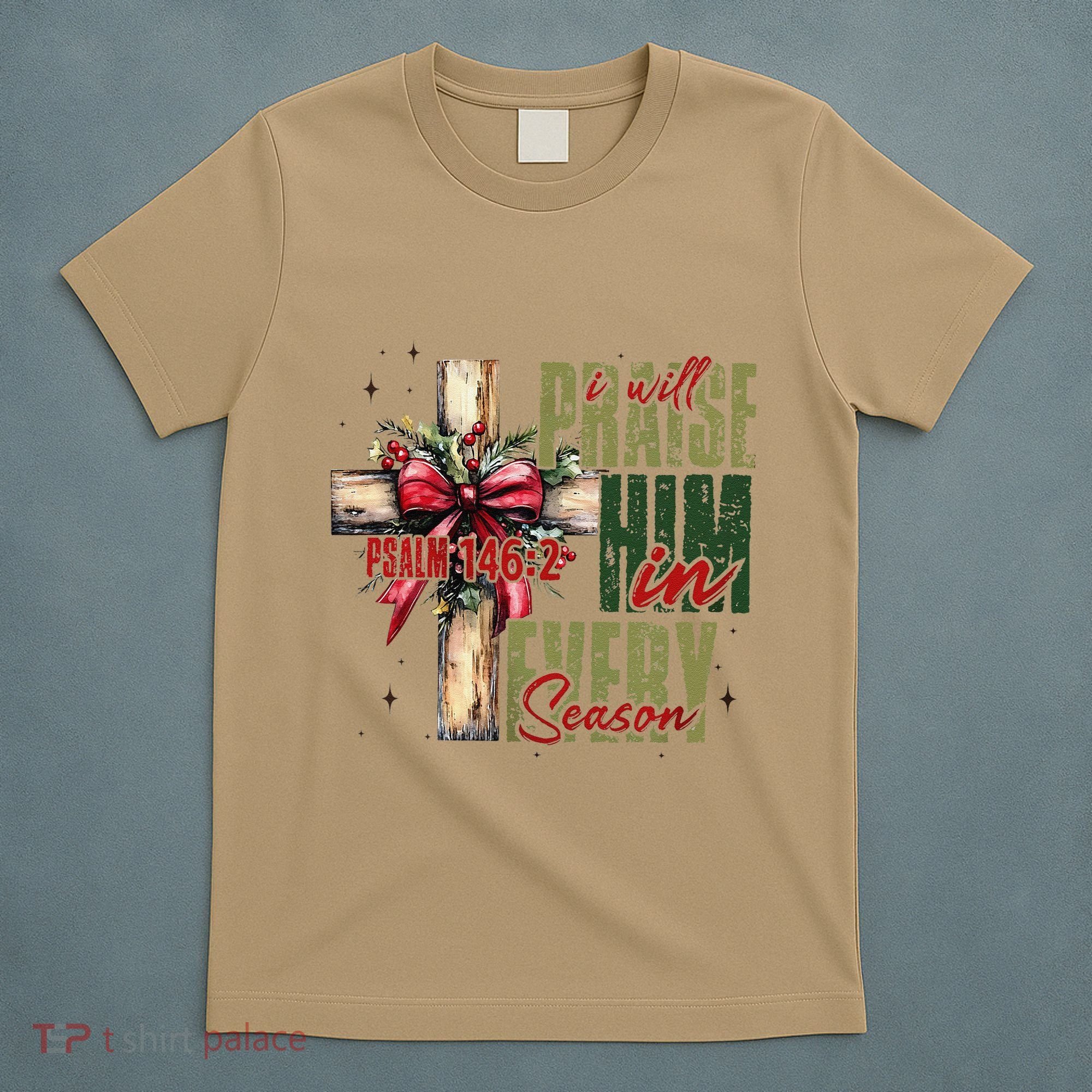 Xmas I Will Praise Him In Every Season Psalm 1462 T-Shirt