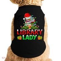 Xmas Lights Books Library Lady Librarian Christmas Cool Gift Doggie Tank thumb 0