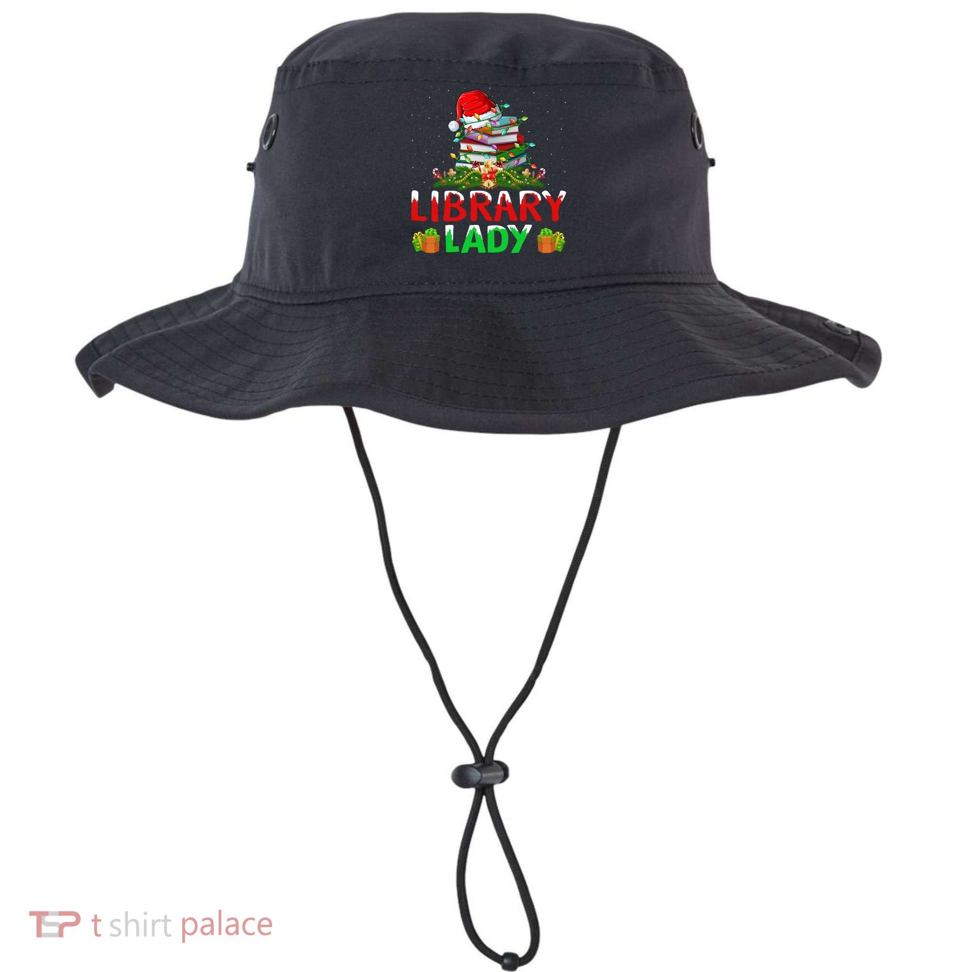 Xmas Lights Books Library Lady Librarian Christmas Cool Gift Bucket Hat