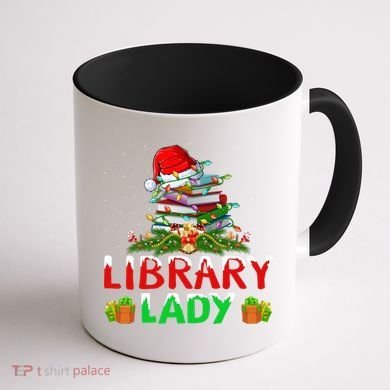 Xmas Lights Books Library Lady Librarian Christmas Cool Gift Coffee Mug back