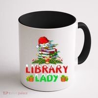 Xmas Lights Books Library Lady Librarian Christmas Cool Gift Coffee Mug thumb 1