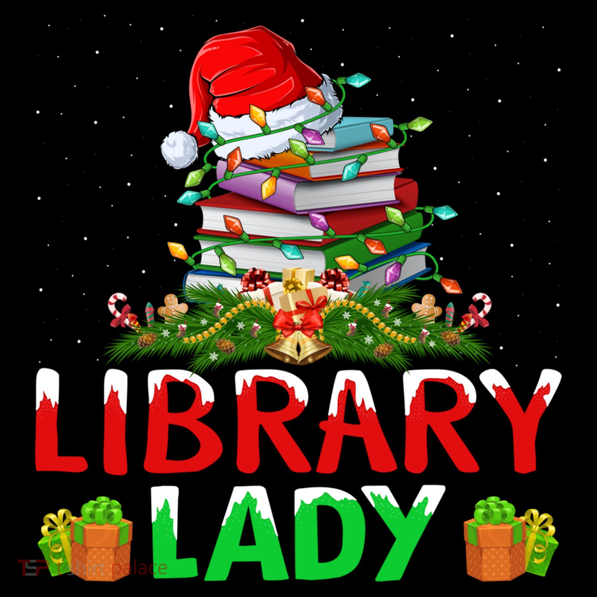 Xmas Lights Books Library Lady Librarian Christmas Cool Gift Women's Hoodie