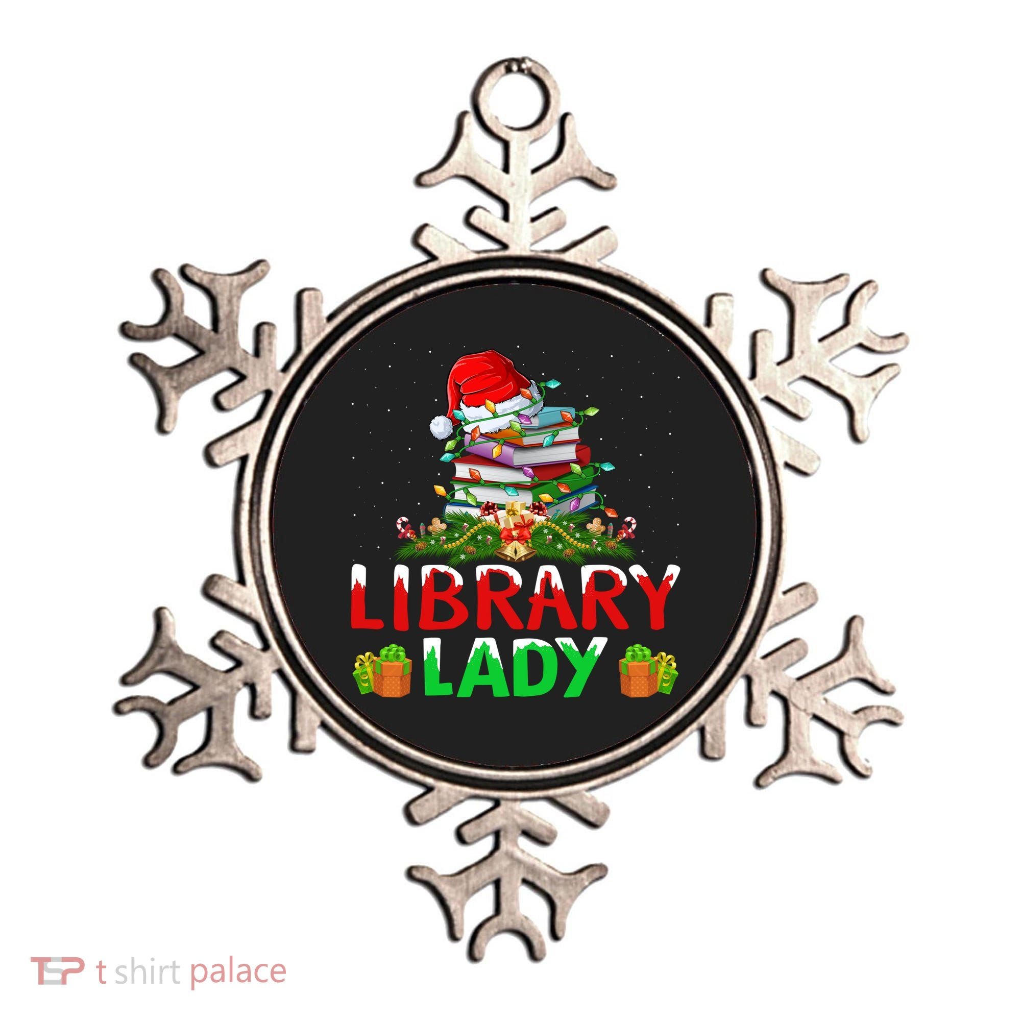 Xmas Lights Books Library Lady Librarian Christmas Cool Gift Ornament