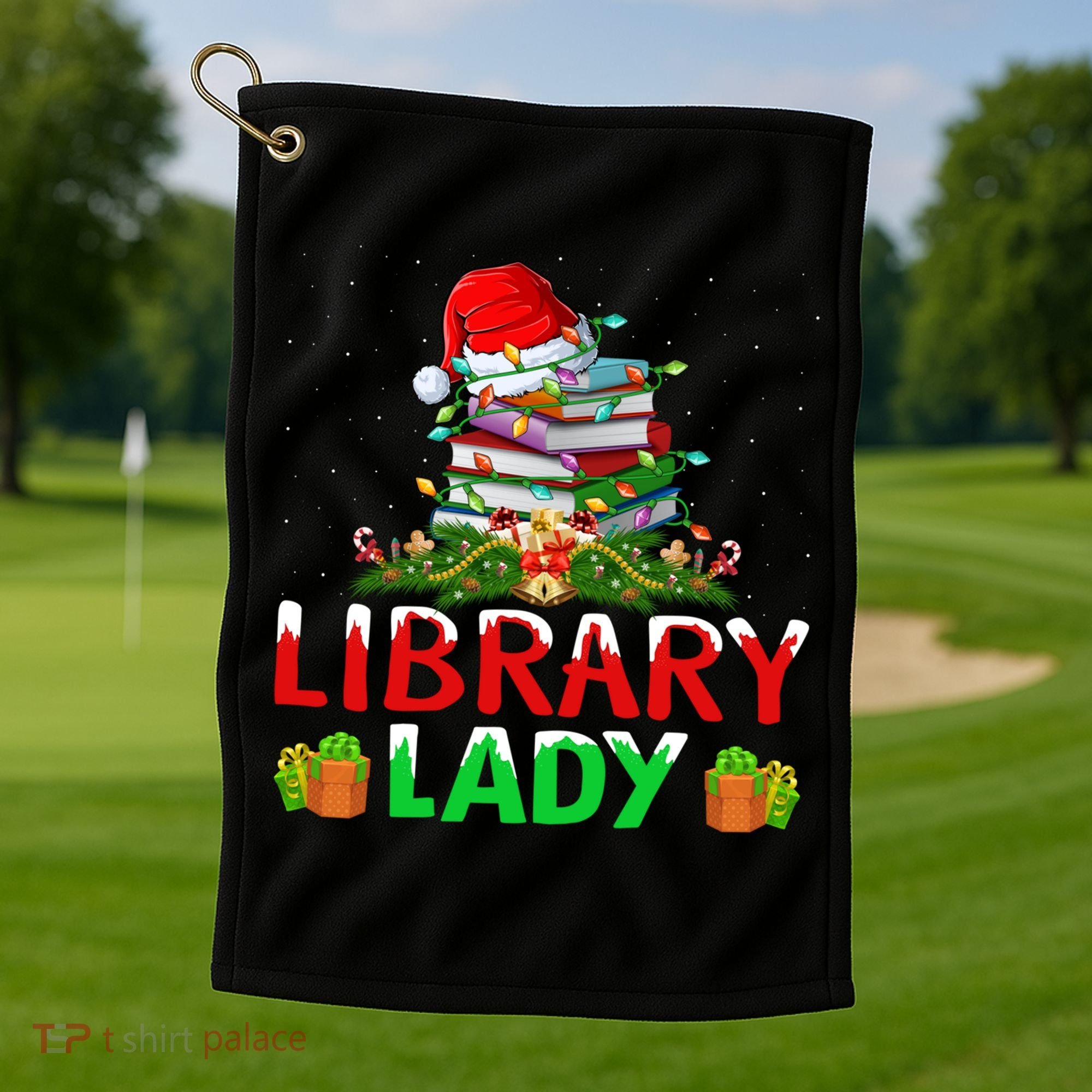 Xmas Lights Books Library Lady Librarian Christmas Cool Gift Golf Towel