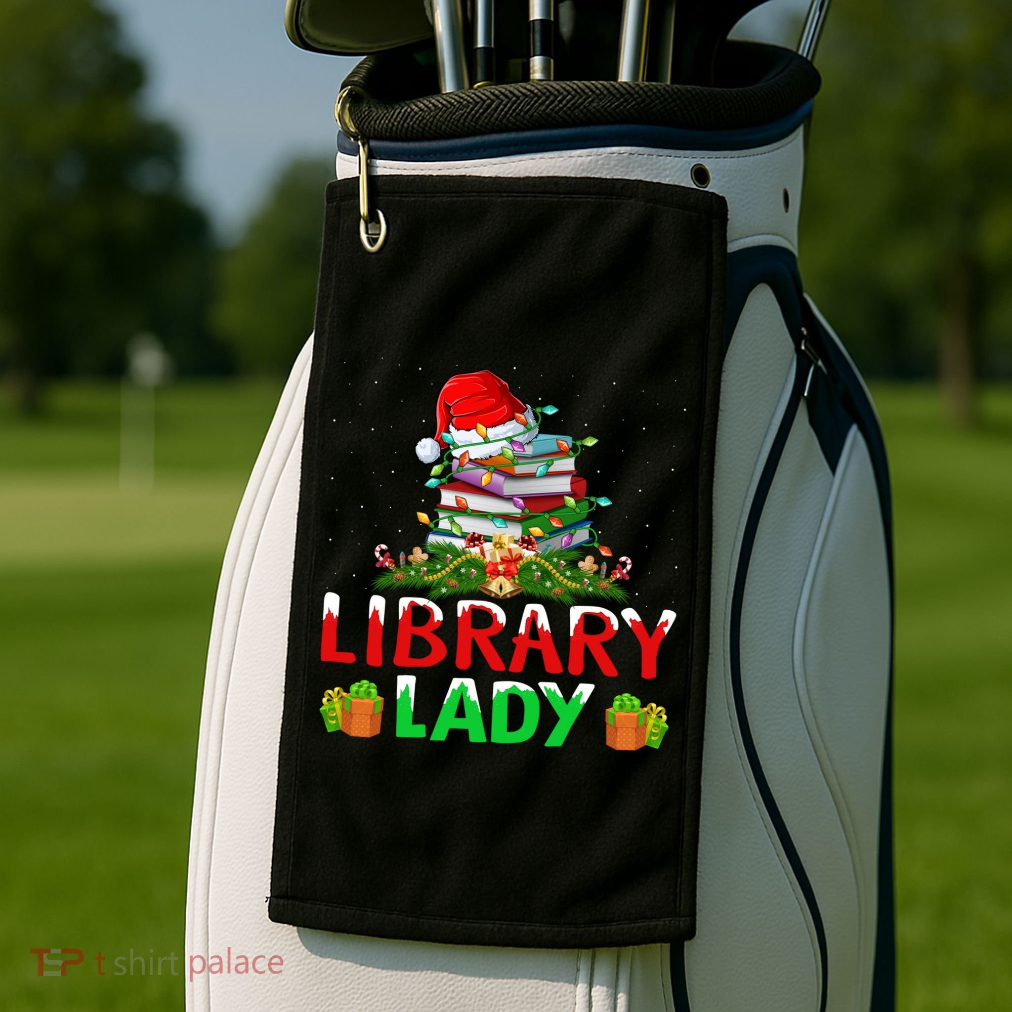 Xmas Lights Books Library Lady Librarian Christmas Cool Gift Golf Towel