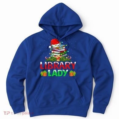 Xmas Lights Books Library Lady Librarian Christmas Cool Gift Hoodie