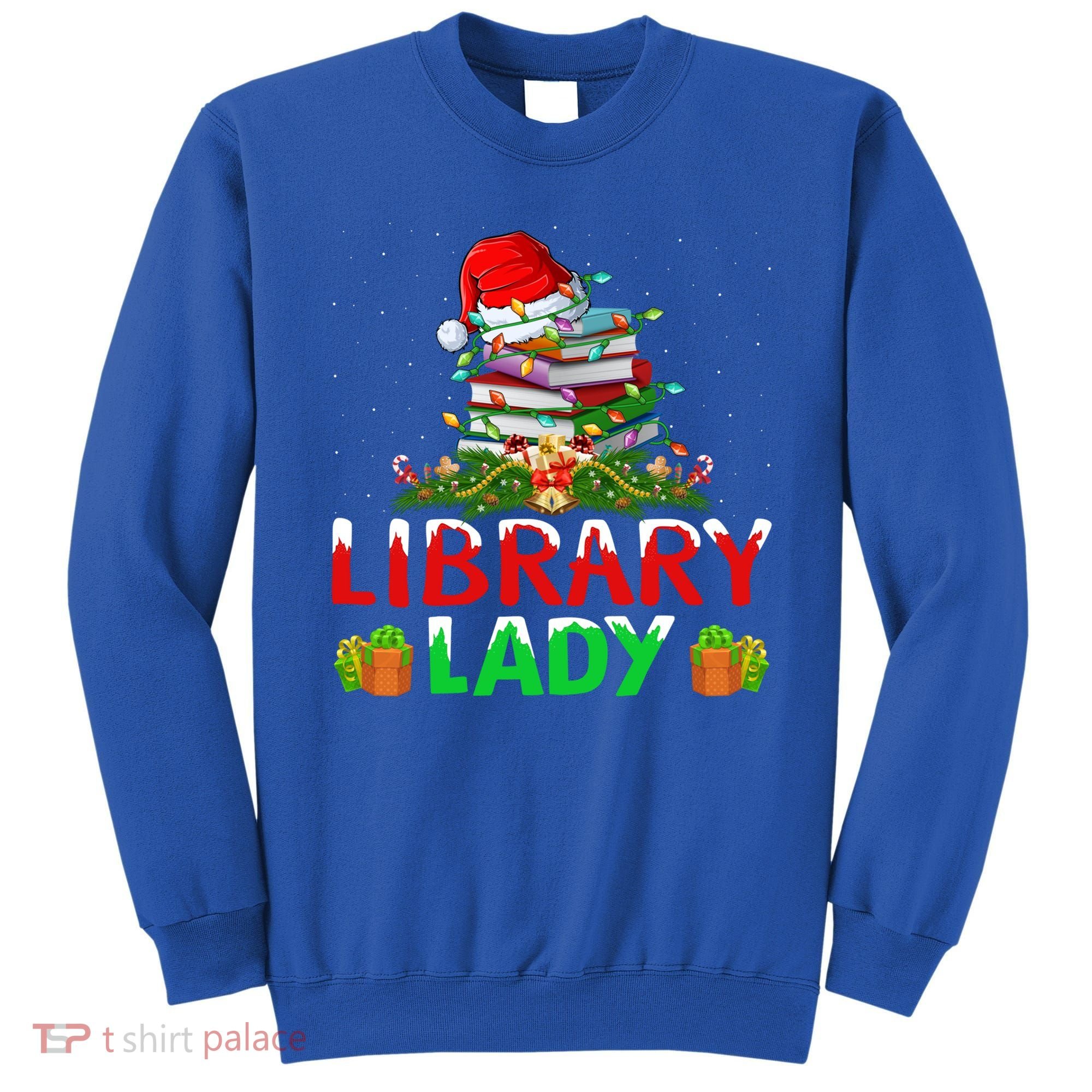 Xmas Lights Books Library Lady Librarian Christmas Cool Gift Sweatshirt