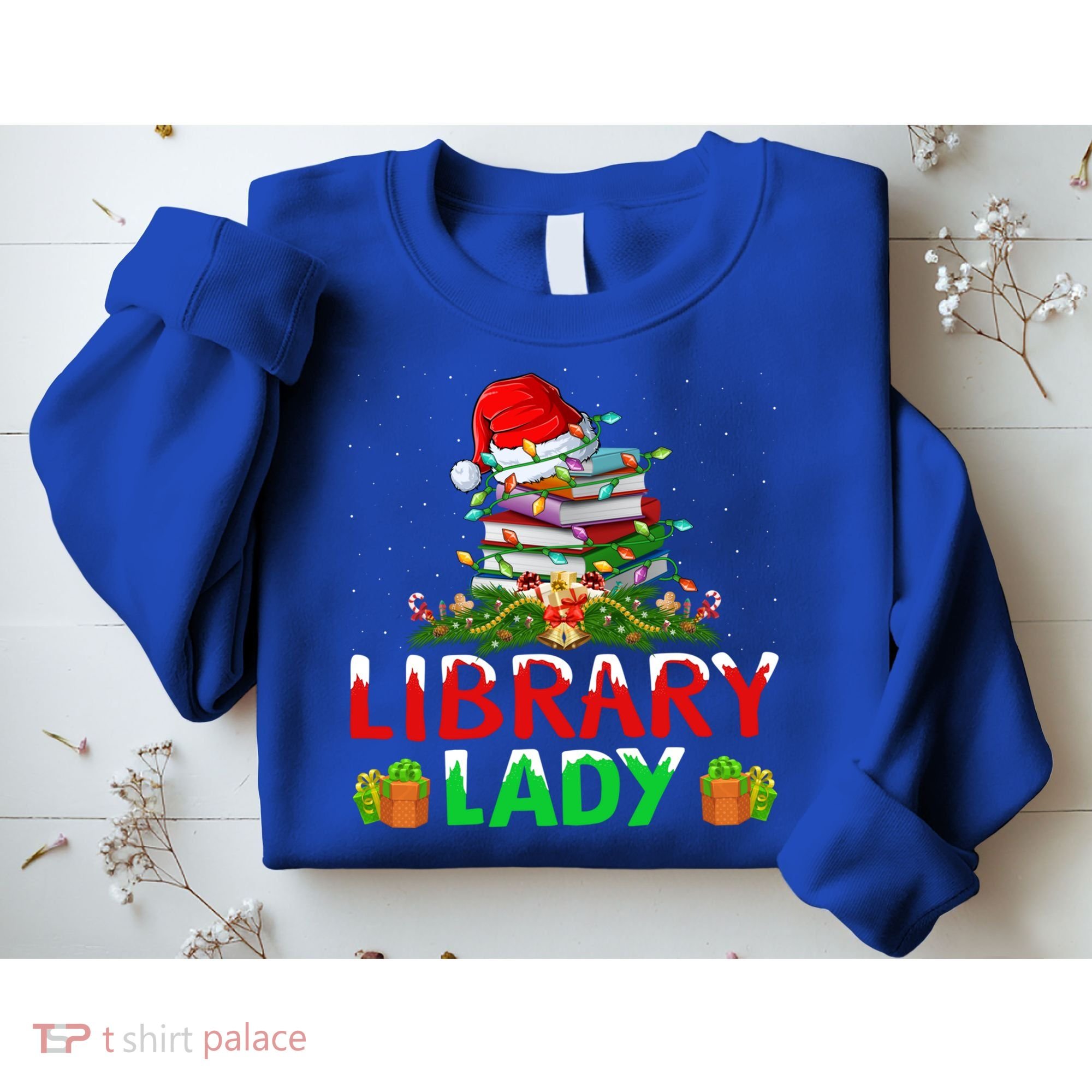 Xmas Lights Books Library Lady Librarian Christmas Cool Gift Sweatshirt