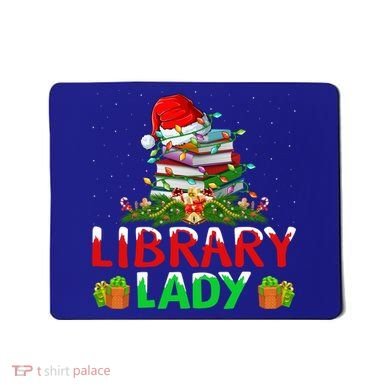 Xmas Lights Books Library Lady Librarian Christmas Cool Gift Mousepad