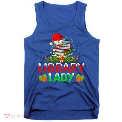Xmas Lights Books Library Lady Librarian Christmas Cool Gift Tank Top