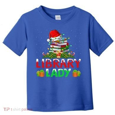 Xmas Lights Books Library Lady Librarian Christmas Cool Gift Toddler T-Shirt