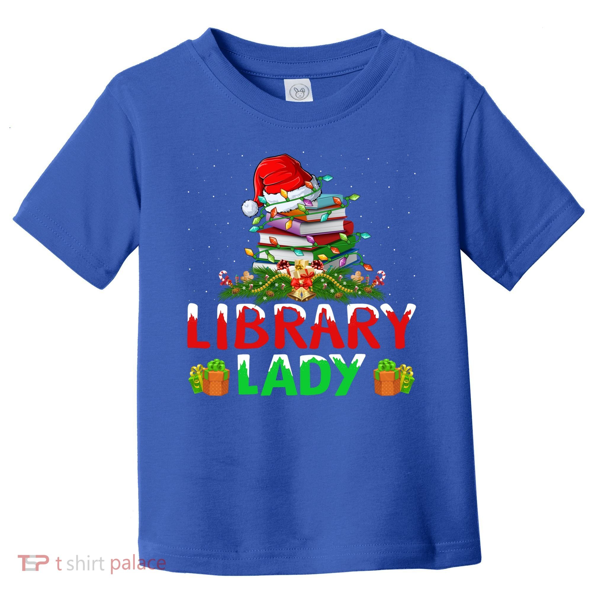 Xmas Lights Books Library Lady Librarian Christmas Cool Gift Toddler T-Shirt
