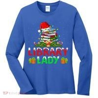 Xmas Lights Books Library Lady Librarian Christmas Cool Gift Women's Long Sleeve Shirt thumb 0