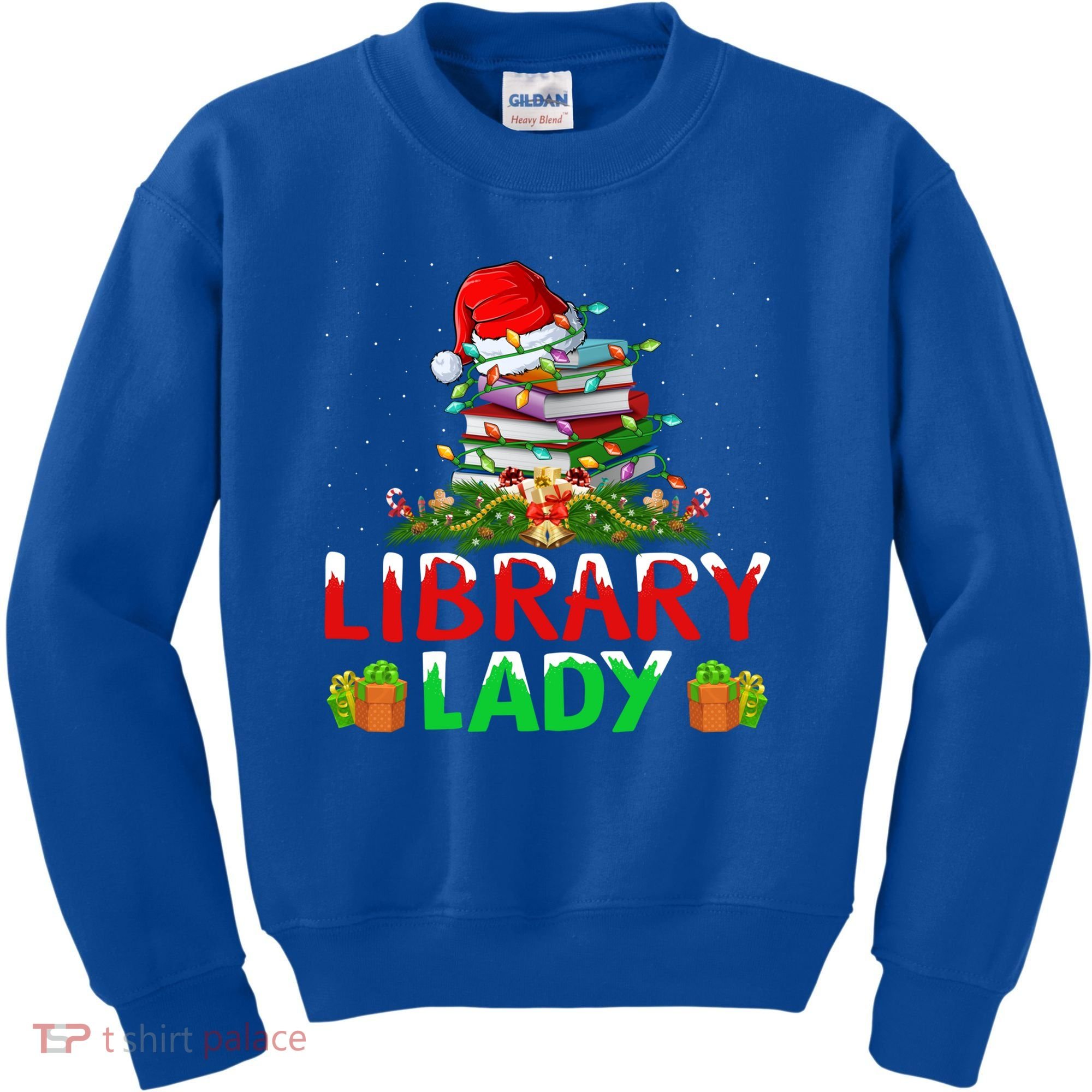 Xmas Lights Books Library Lady Librarian Christmas Cool Gift Kids Sweatshirt
