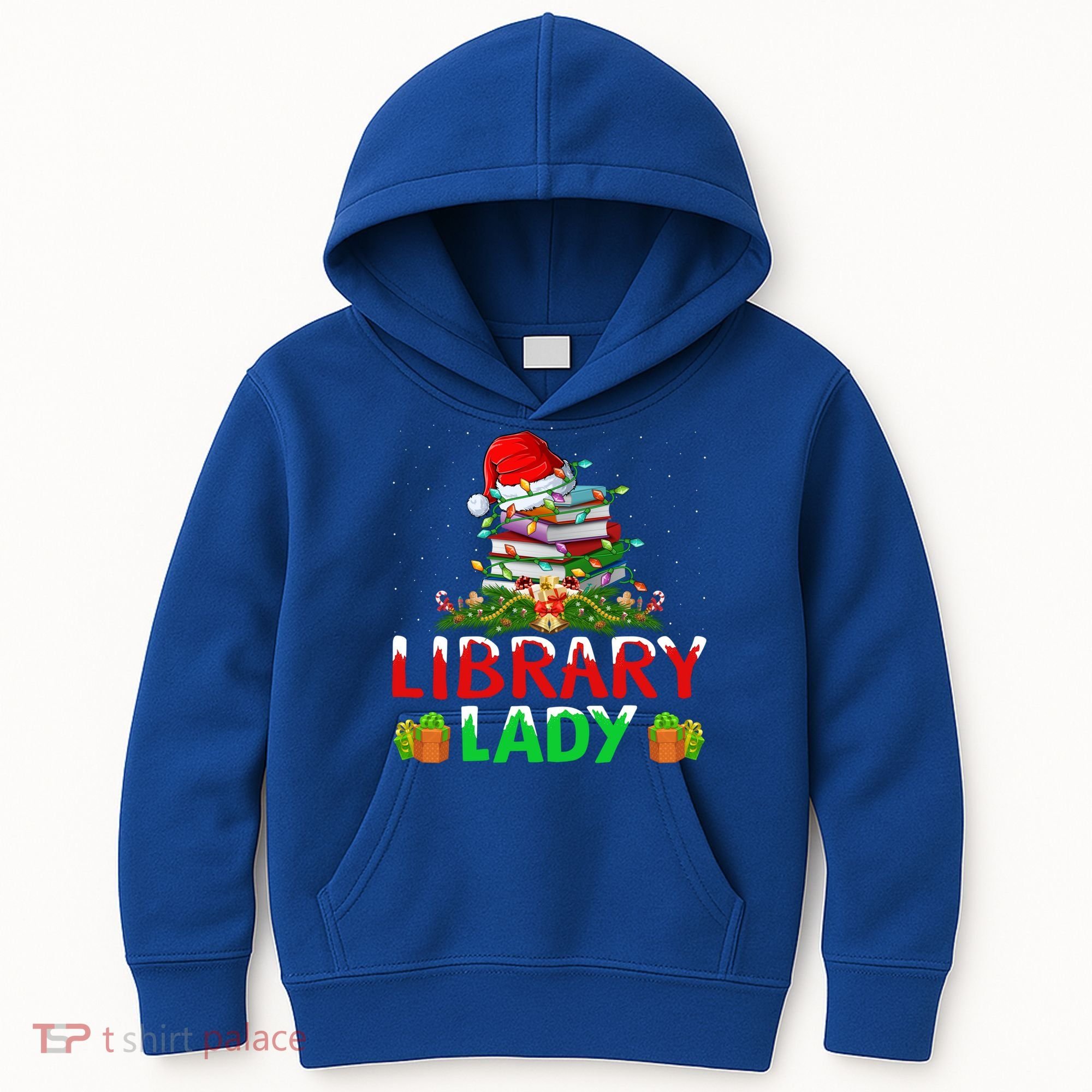 Xmas Lights Books Library Lady Librarian Christmas Cool Gift Kids Hoodie