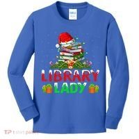 Xmas Lights Books Library Lady Librarian Christmas Cool Gift Kids Long Sleeve Shirt thumb 0