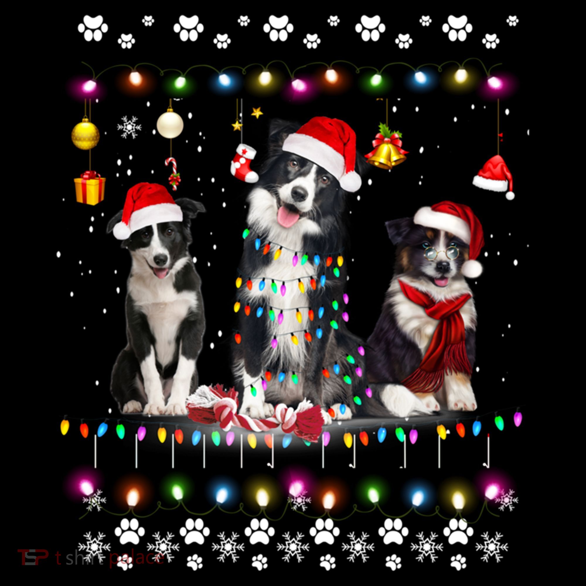 Xmas Lighting Matching Ugly Border Collie Dog Christmas Gift Coffee Mug