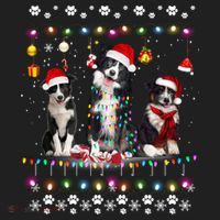 Xmas Lighting Matching Ugly Border Collie Dog Christmas Gift Beanie thumb 2