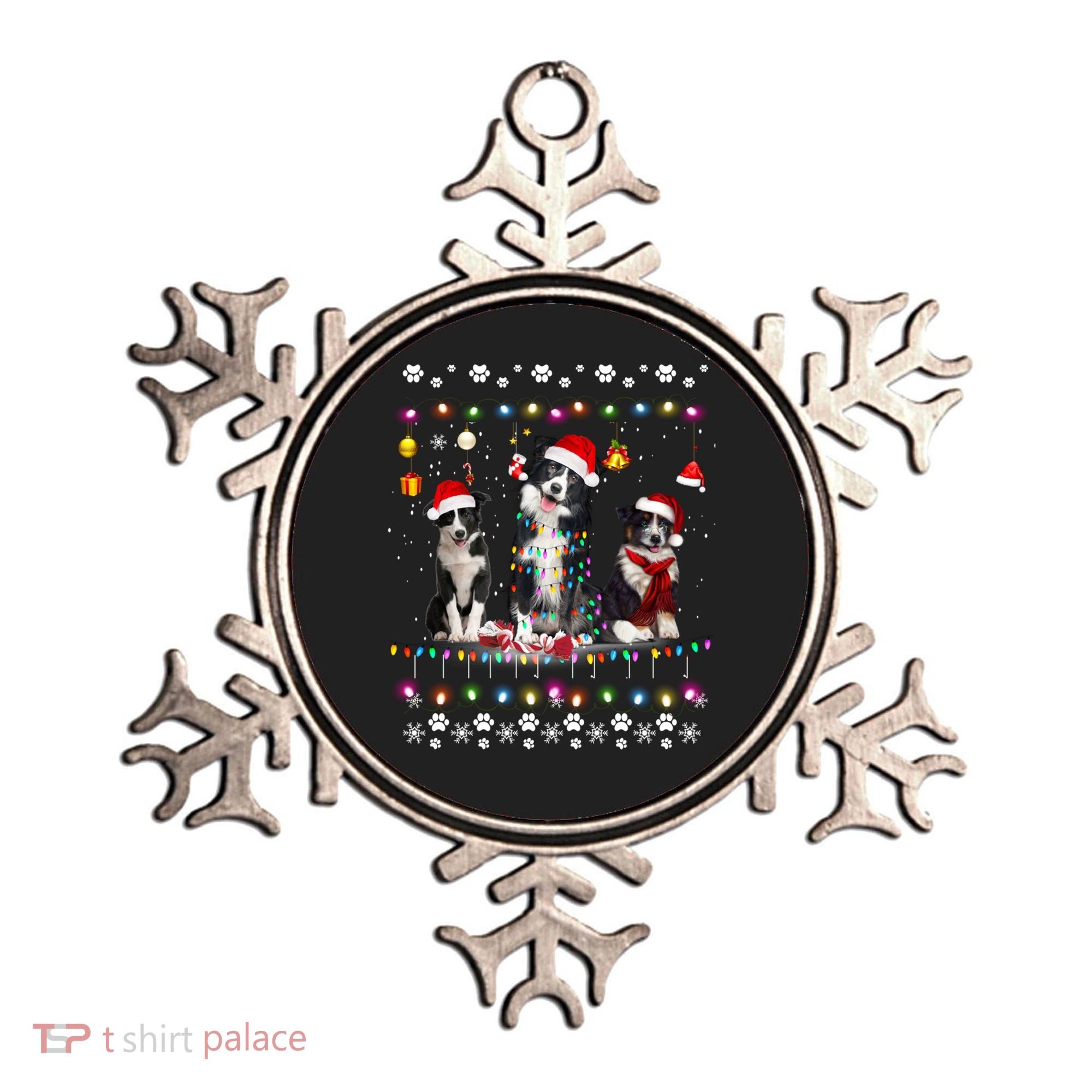 Xmas Lighting Matching Ugly Border Collie Dog Christmas Gift Ornament